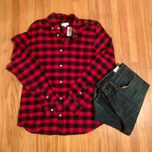 Casual Flannel Plaid Men GAP Shirt Size L